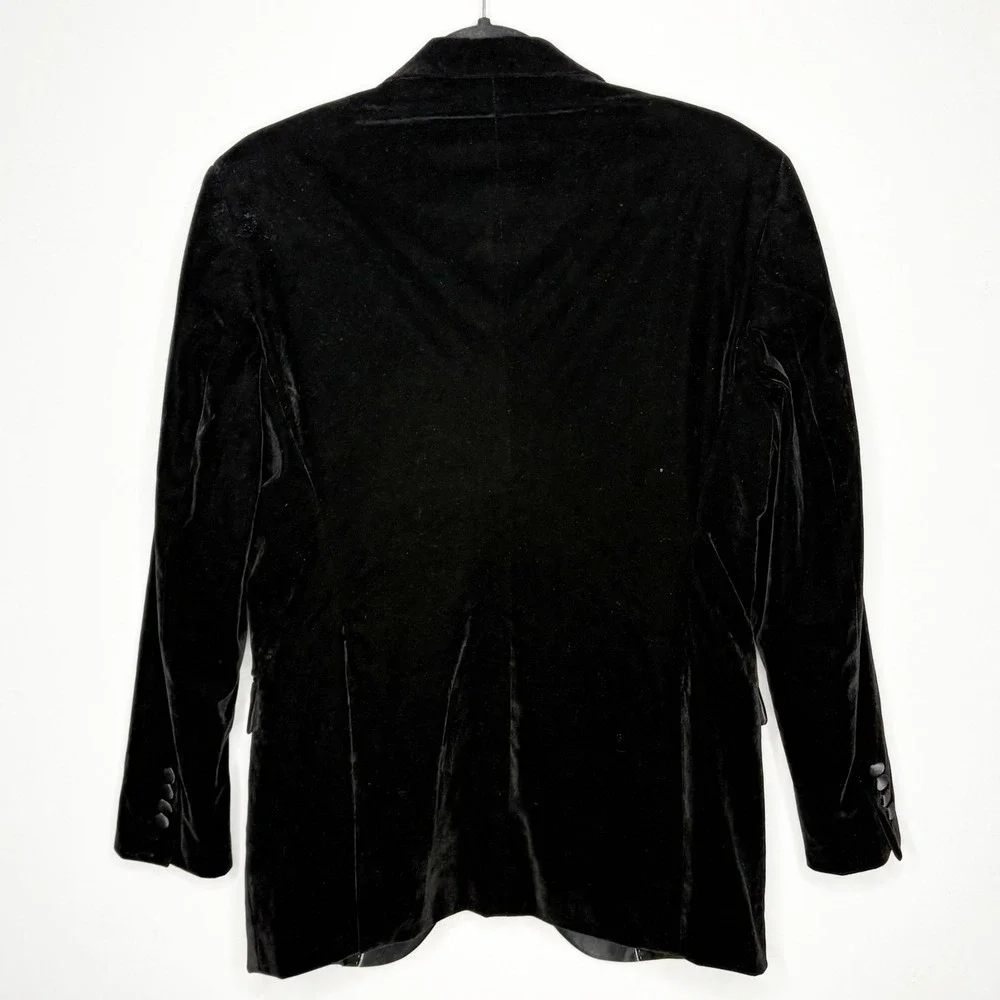 Kudoro Mens Black Velvet Tuxedo Jacket Satin Peak Lapel Formal Blazer Small